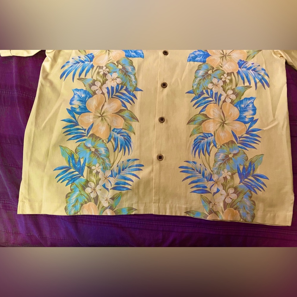 Vintage Hawaiian Shirt Tropical Men's Sz XL 100% Silk By JAMAICA JAXX Yellow NEW - Picture 3 of 8